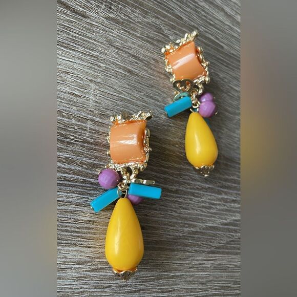 Colorful clip on earrings A442 - Picture 2 of 4